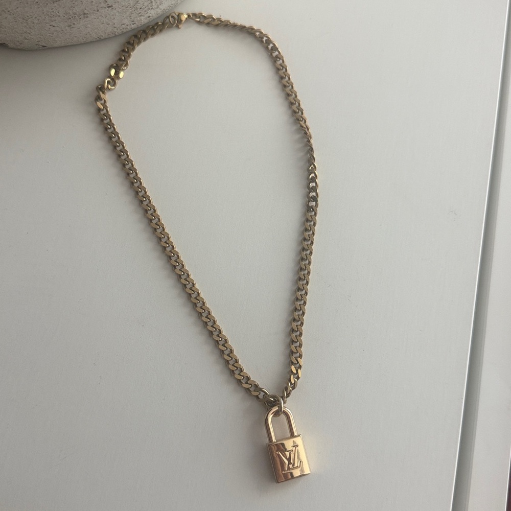 18k gold plated Louis Vuitton Gold Padlock Necklace